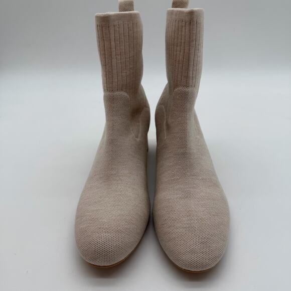 Vivaia Zoe Round Toe Block Heel Old Money Wool Knit Comfort Boots Almond 9.5 - Picture 4 of 9
